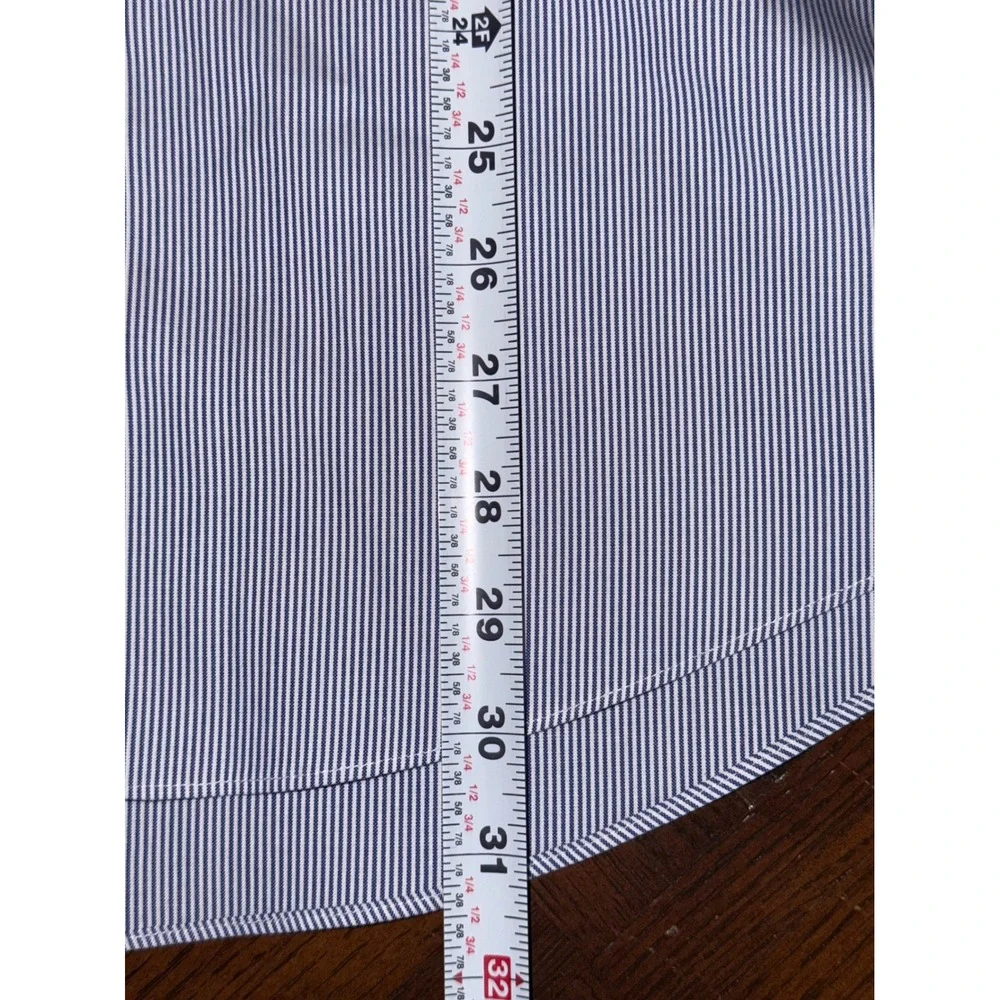Jos A Bank Traveler Dress Shirt Size 16-34 Blue Stripe Slim Fit Business Classic - Picture 8 of 9